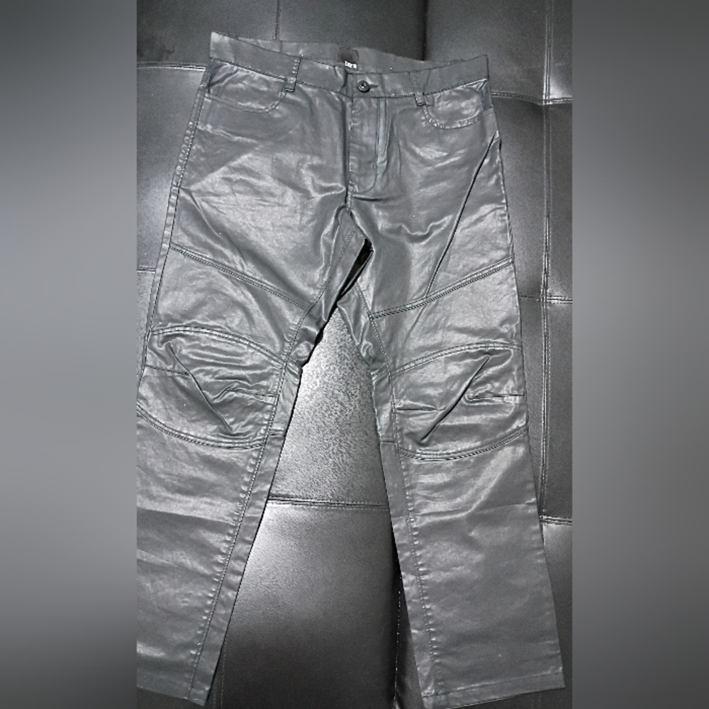 Bar III Men's Black Faux Leather Pants 36W x 32L